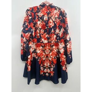 NWOT Dalia Macphee Belted Mini Dress Womens Multicolor Long Sleeve Floral Preppy